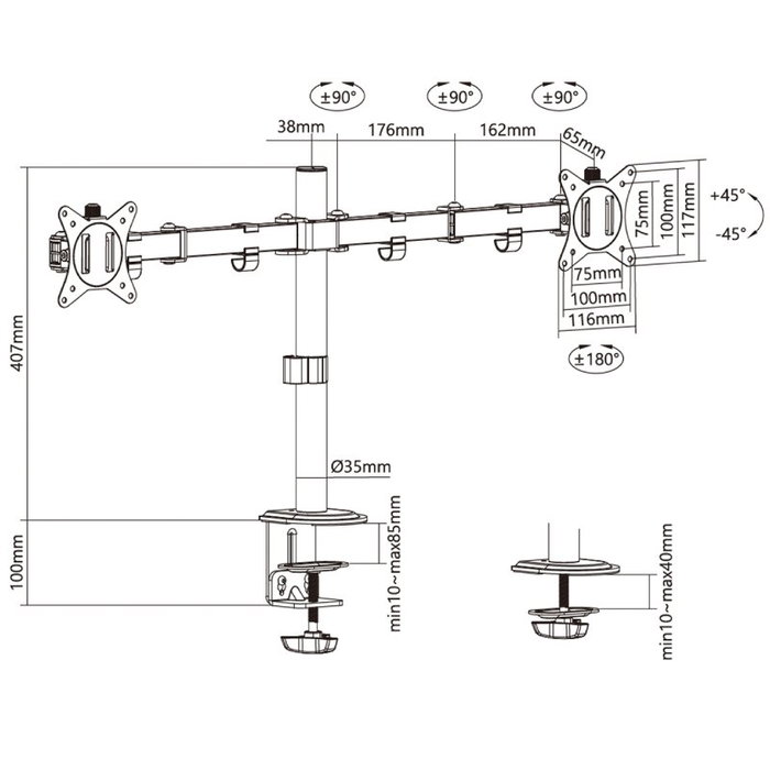 Aisens Soporte de Mesa para 2 Monitores o TV DT32TSR-149, 17-32 pulgadas Aisens Soporte de Mesa para 2 Monitores o TV DT32TSR-149, 17-32 pulgadas